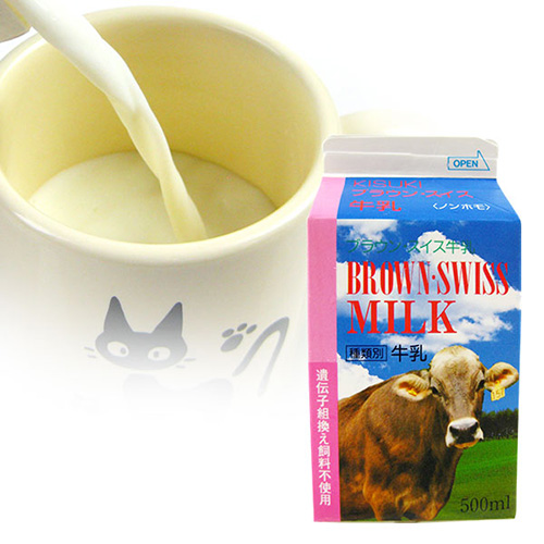 ▽【木次乳業】 ブラウンスイス牛乳 (ノンホモ) 500mL