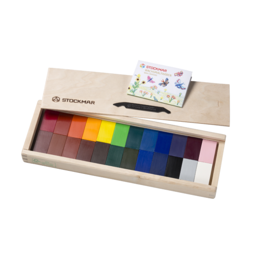 【STOCKMAR】 みつろうブロッククレヨン 24色木箱 24色入り