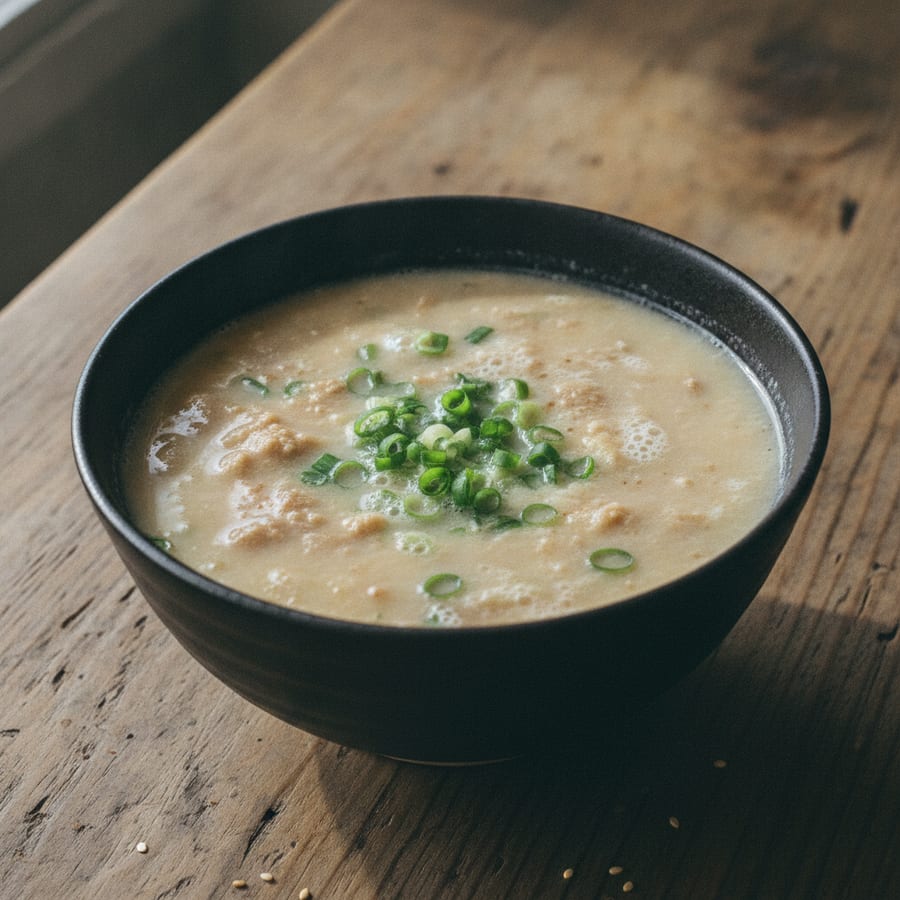 宮城屋搾りたて豆乳で、5分の豆乳スープ