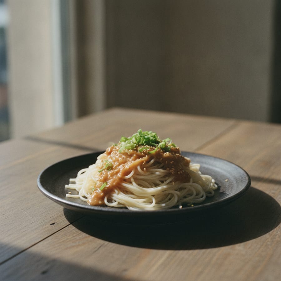 手延べそうめん「一本気」で、5分のごまだれそうめん