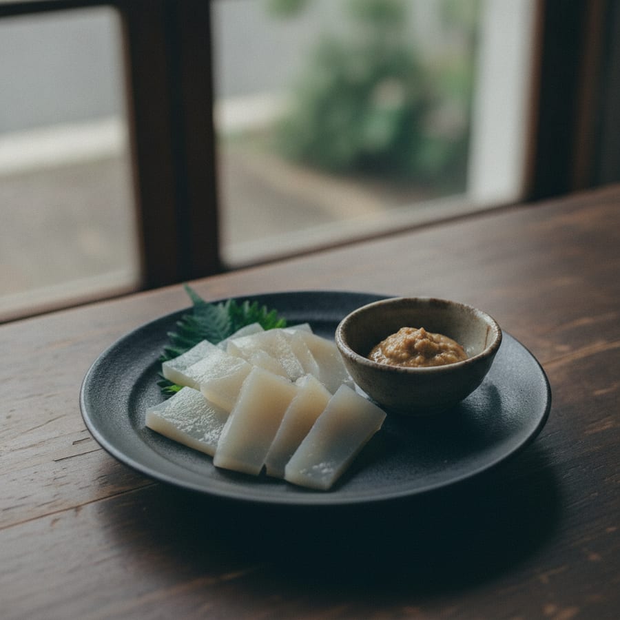 とろさしみこんにゃくで、3分のこんにゃく刺身