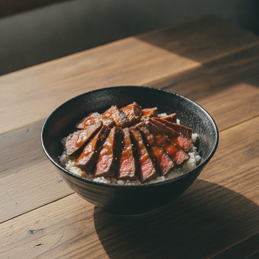 千屋牛特選サーロインで、10分のステーキ丼
