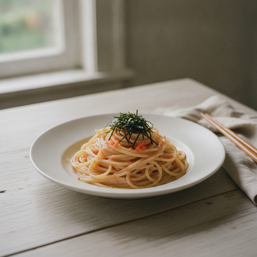 無着色たらこで、5分のたらこパスタ