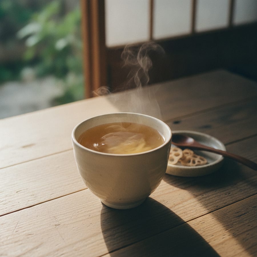 廣八堂本くず湯〈蓮根〉で、3分の蓮根くず湯