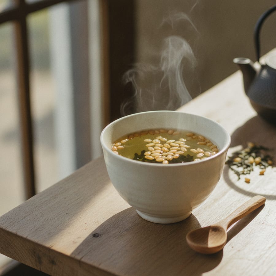 童仙房茶舗有機玄米茶で、3分のほっと一息玄米茶