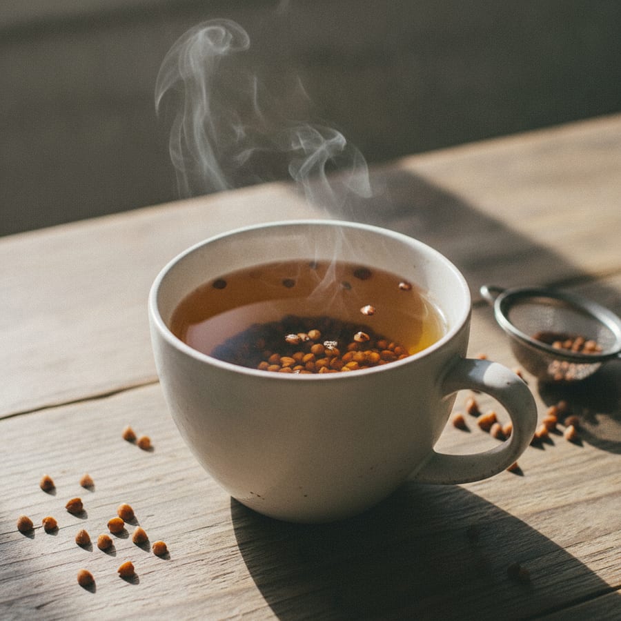 魚沼そば茶で、3分のそば茶