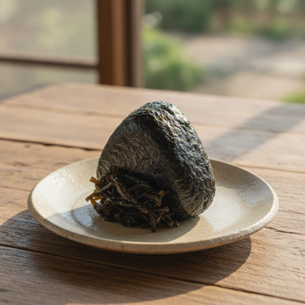 塩昆布で、3分の塩昆布おにぎり