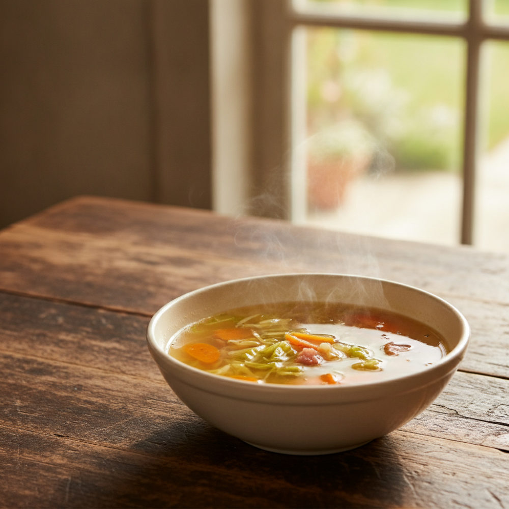お肉のデリカで、10分の野菜スープ