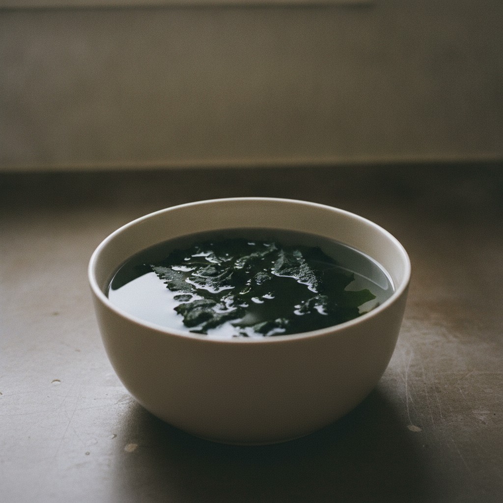 昆布を鍋の水に浸けている様子
