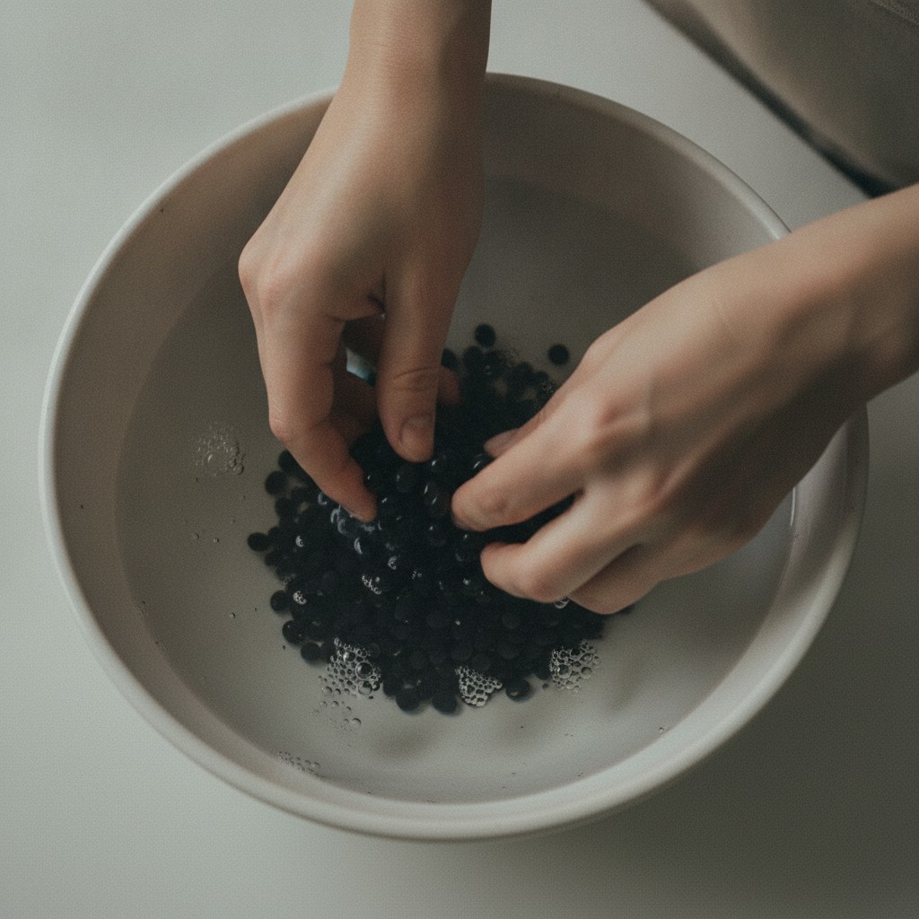 黒豆を洗う様子