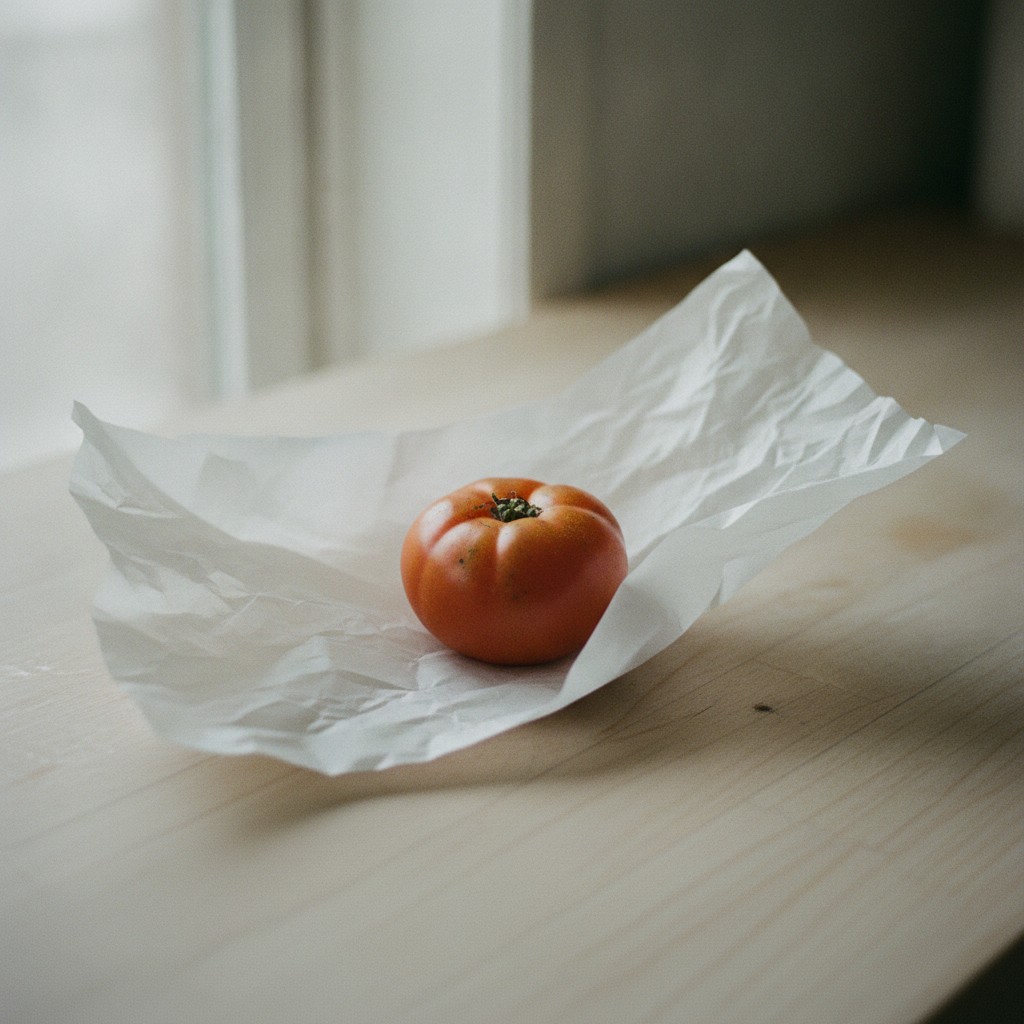 紙に包んで追熟させるトマト