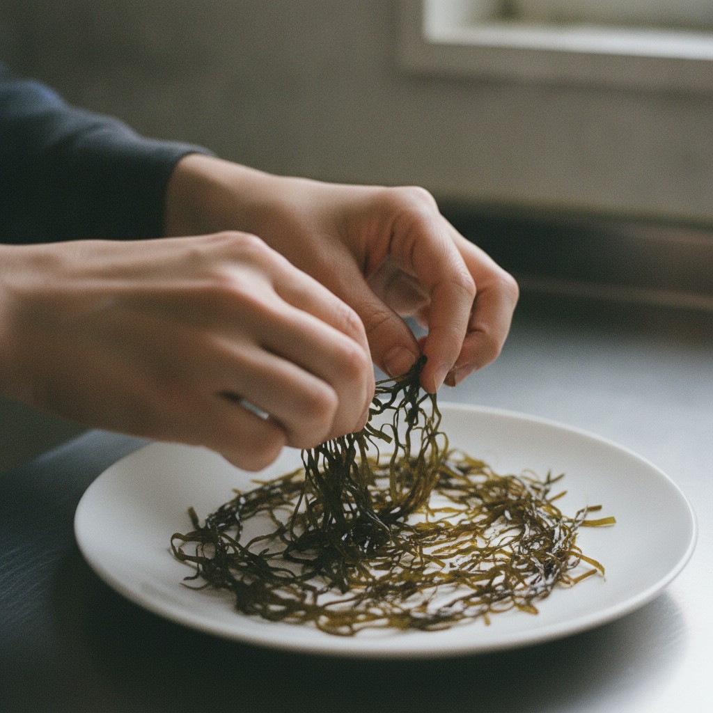 とろろ昆布を薄く広げる様子