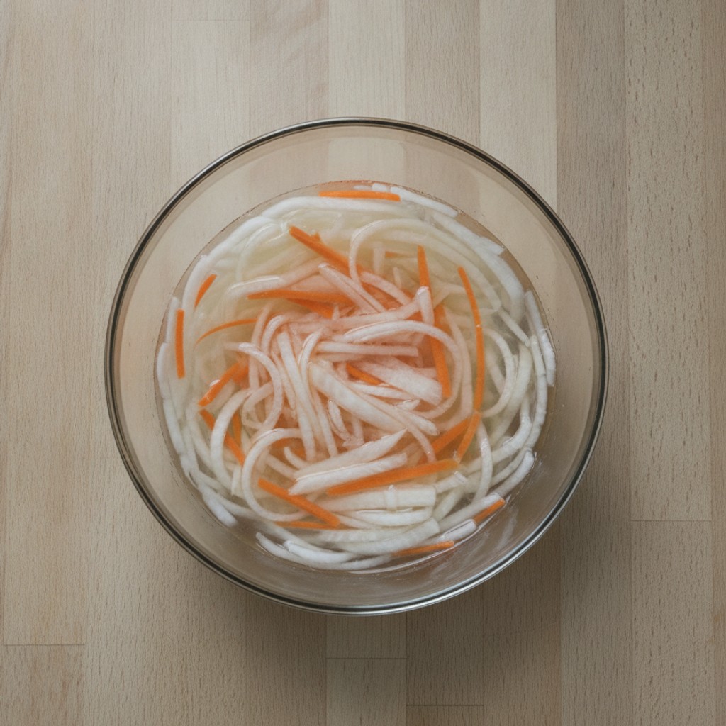 甘酢に漬け込む様子