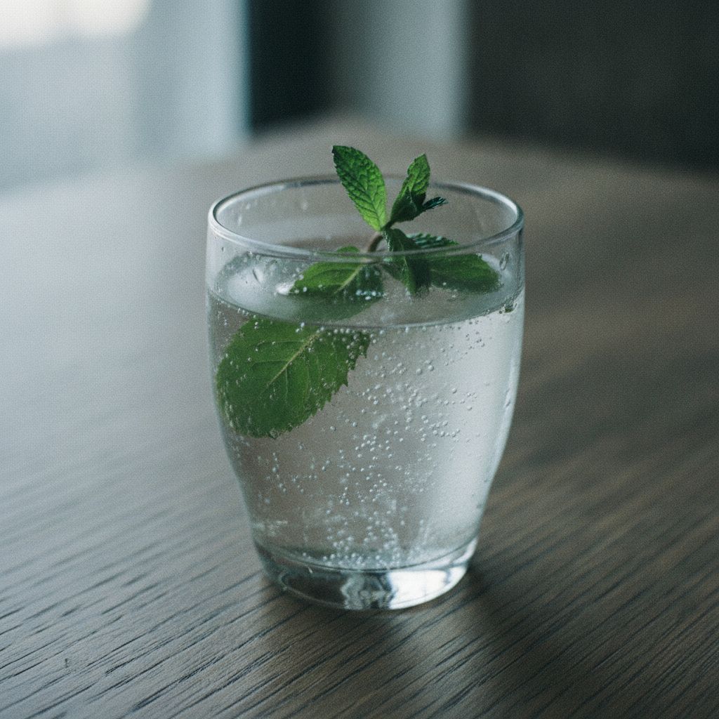 炭酸水に浮かべたミント