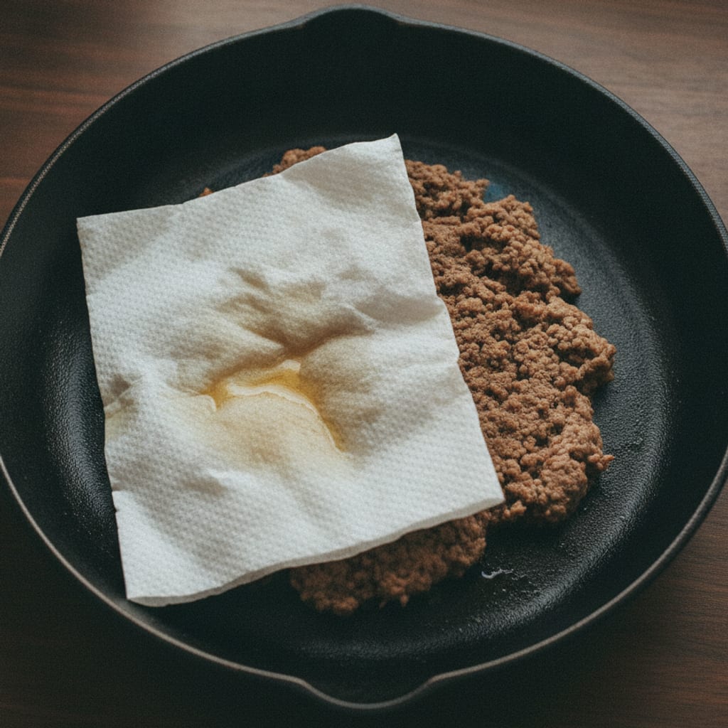 炒め終えて粗熱を取っているひき肉