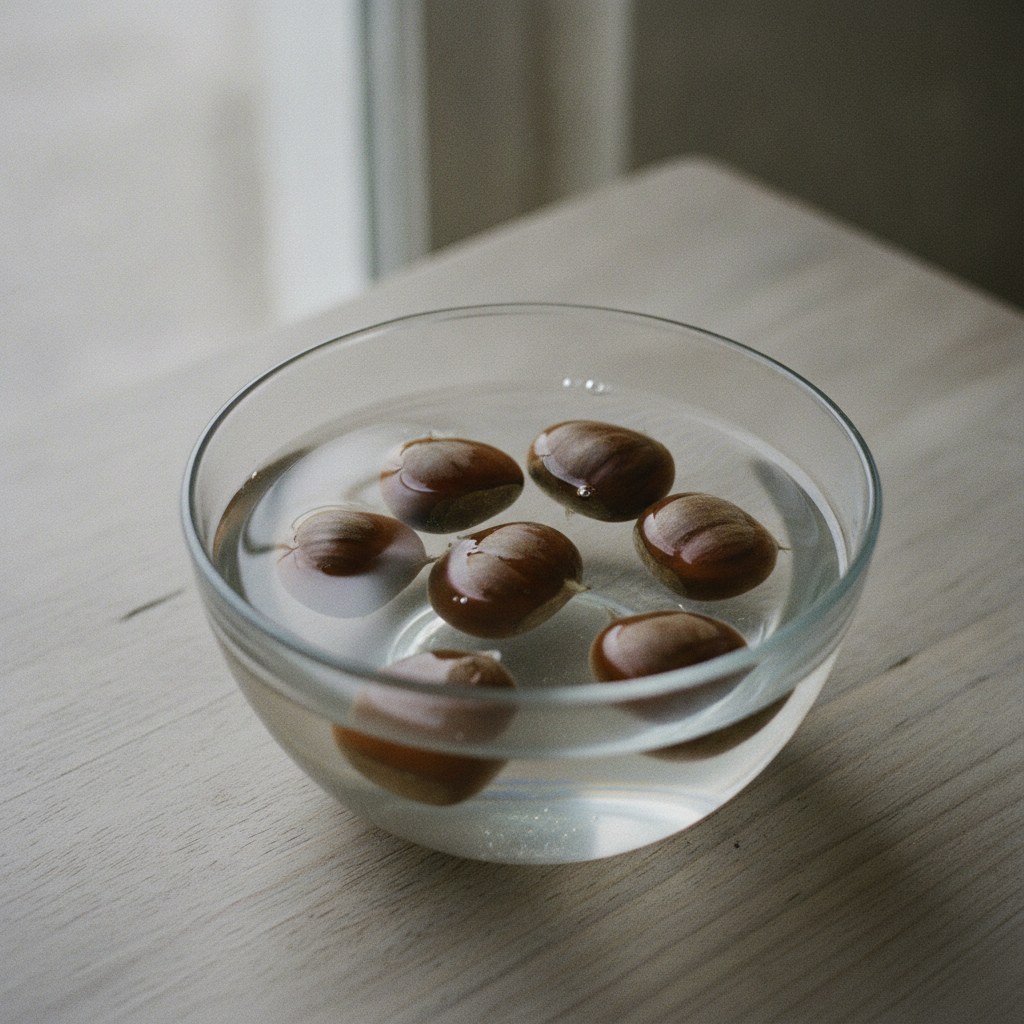 水につけた栗ご飯用の栗