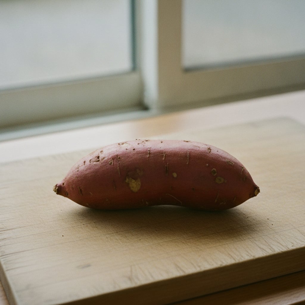まな板に置かれたさつまいも