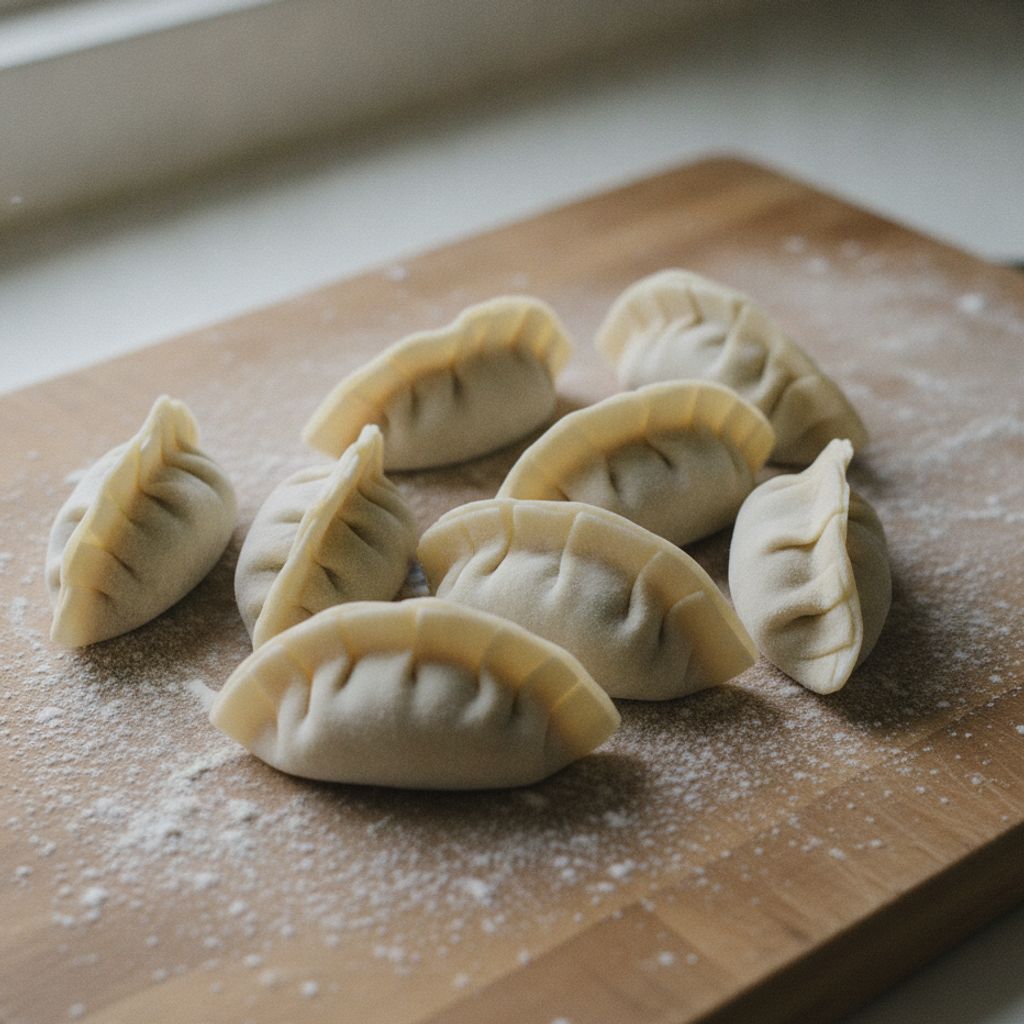 包み終えた生の餃子