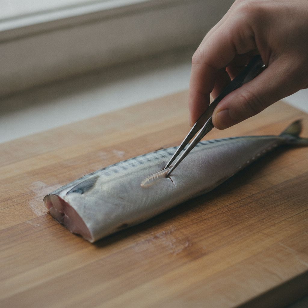 鯖の骨を取る