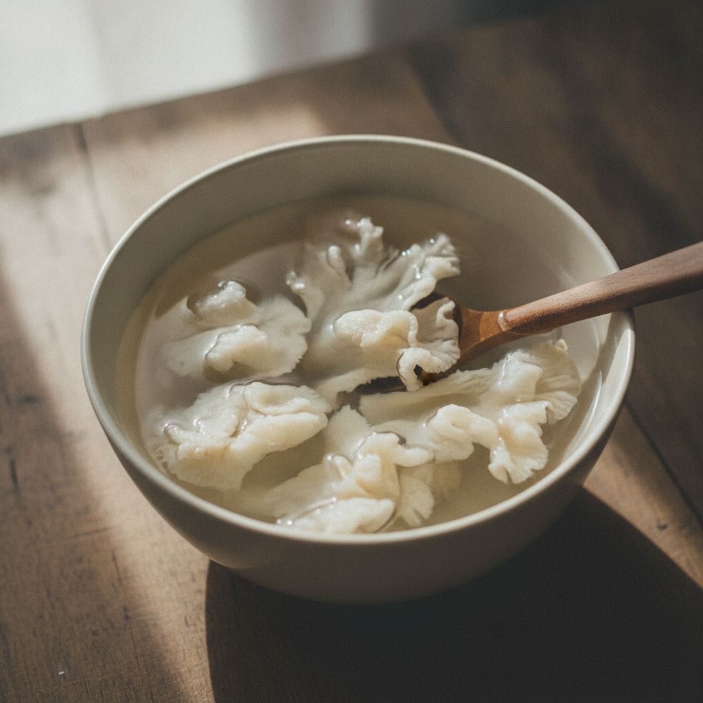 白きくらげを水で戻す