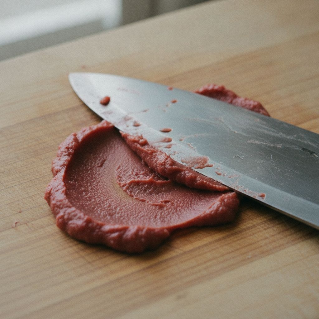 梅の果肉をペースト状にする下ごしらえ