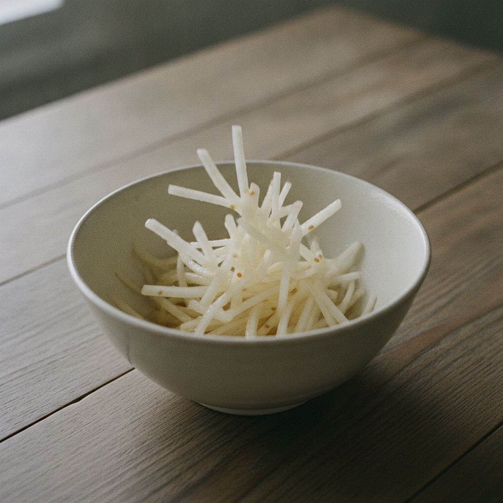大根を甘酢に漬ける下ごしらえ