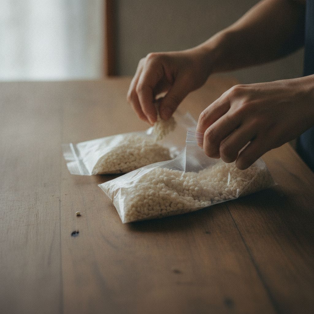 ほぐした生麹を小分けにする下ごしらえ