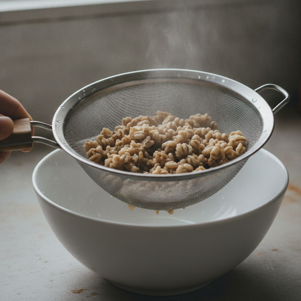 押し麦を洗う