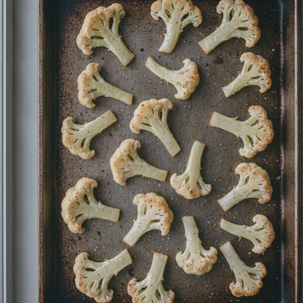 カリフラワーをグリルで焼く様子