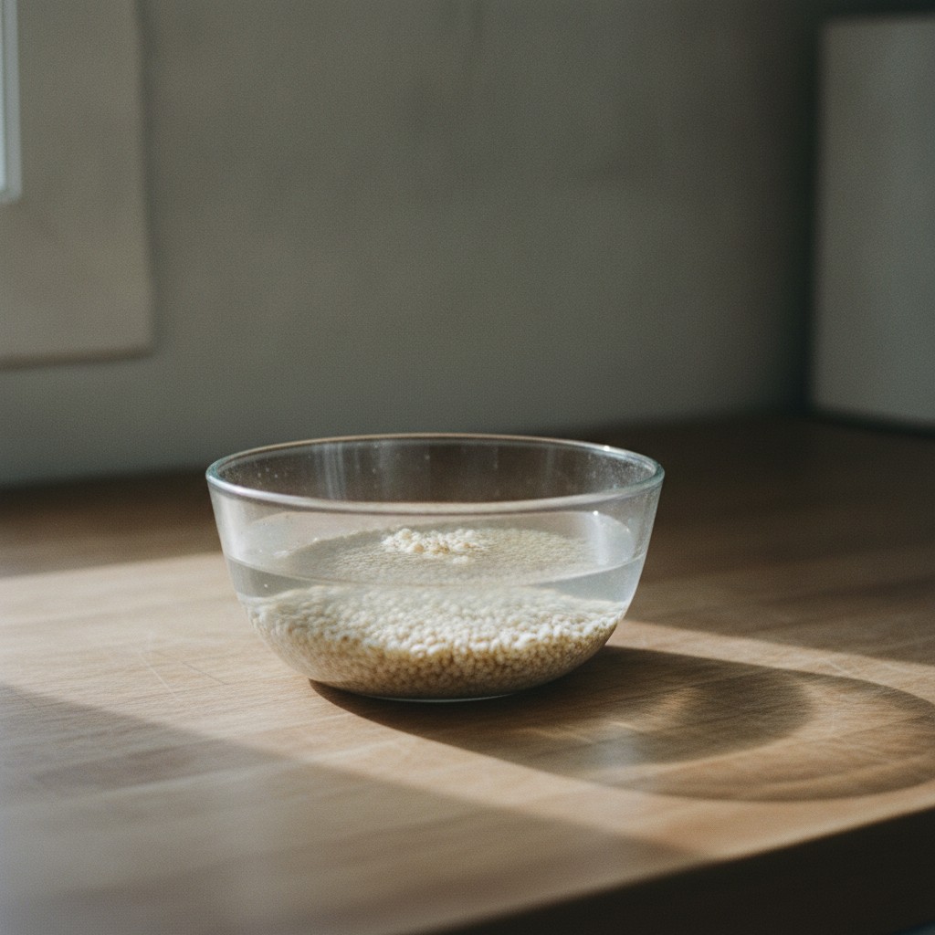 はと麦を浸水する様子