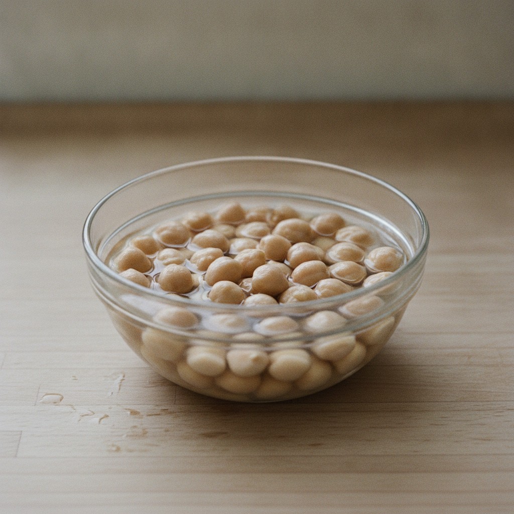 ひよこ豆がふっくらと戻った様子