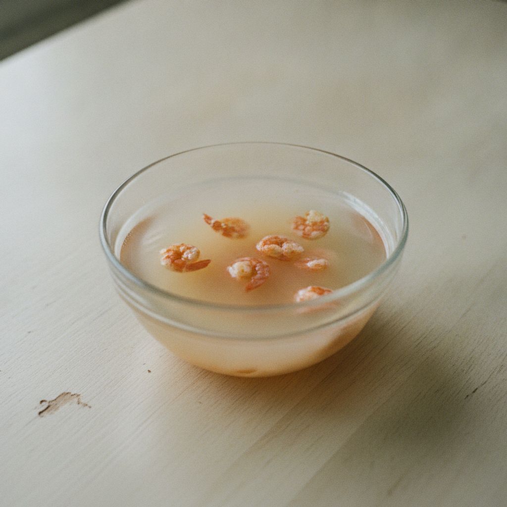 水にひたして戻す干しえび