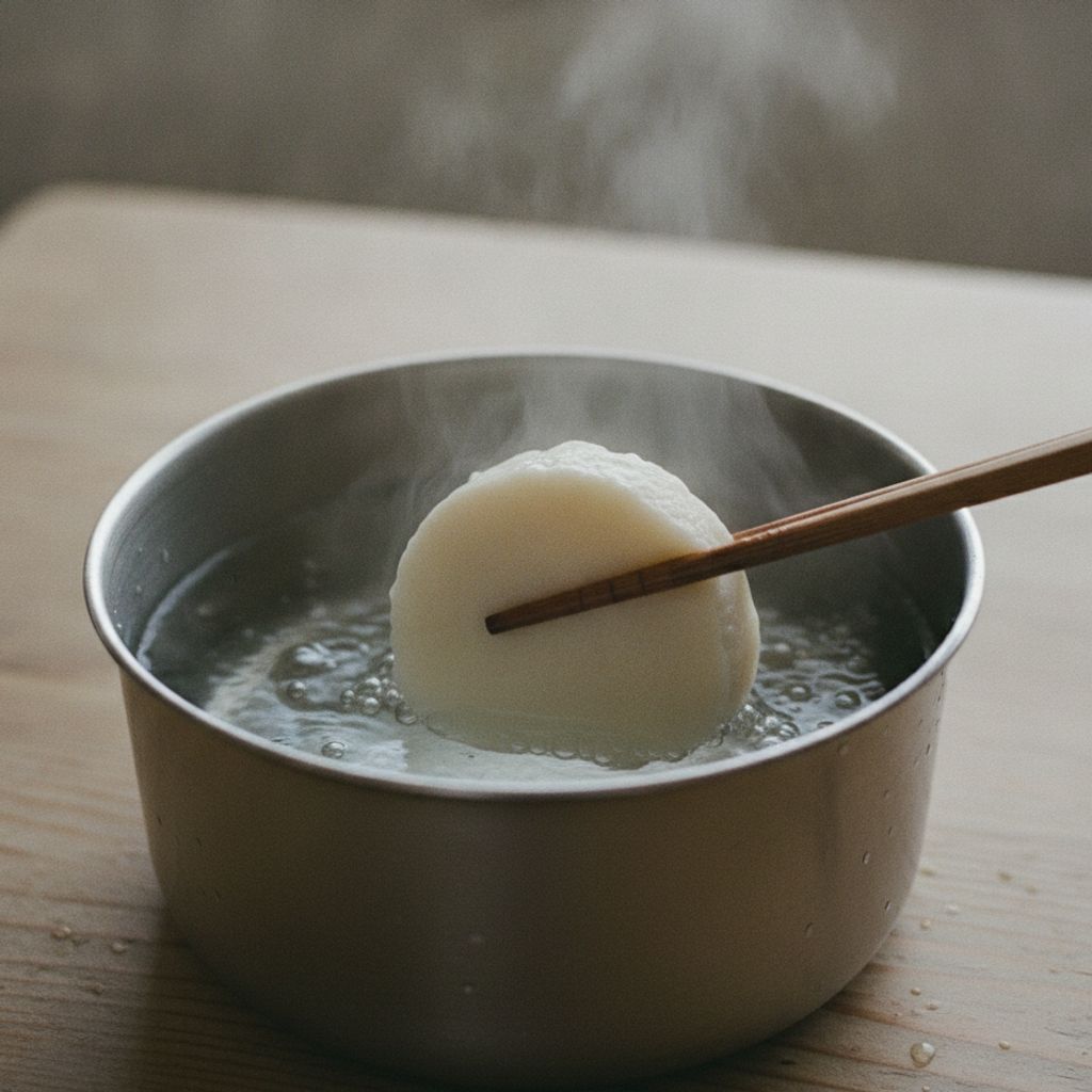 熱湯にくぐらせるはんぺん