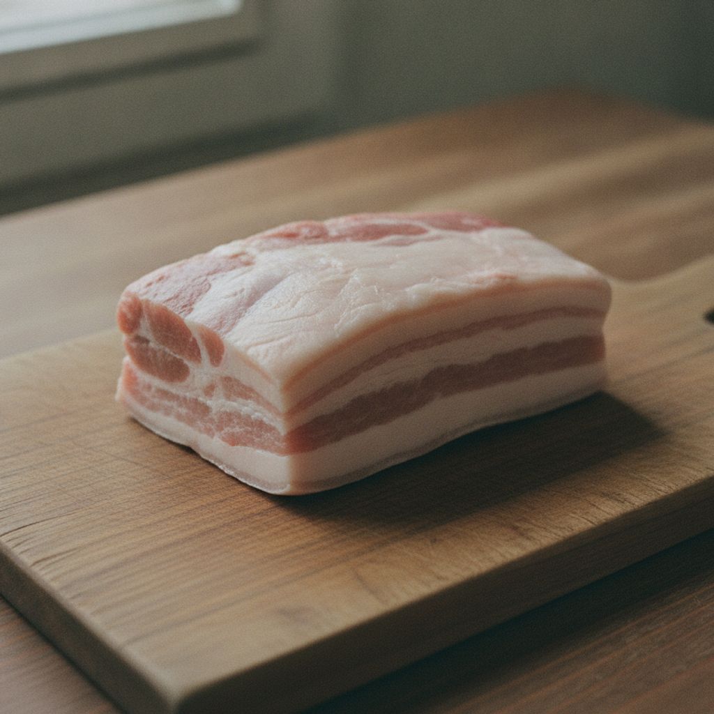 まな板の上の豚バラ肉