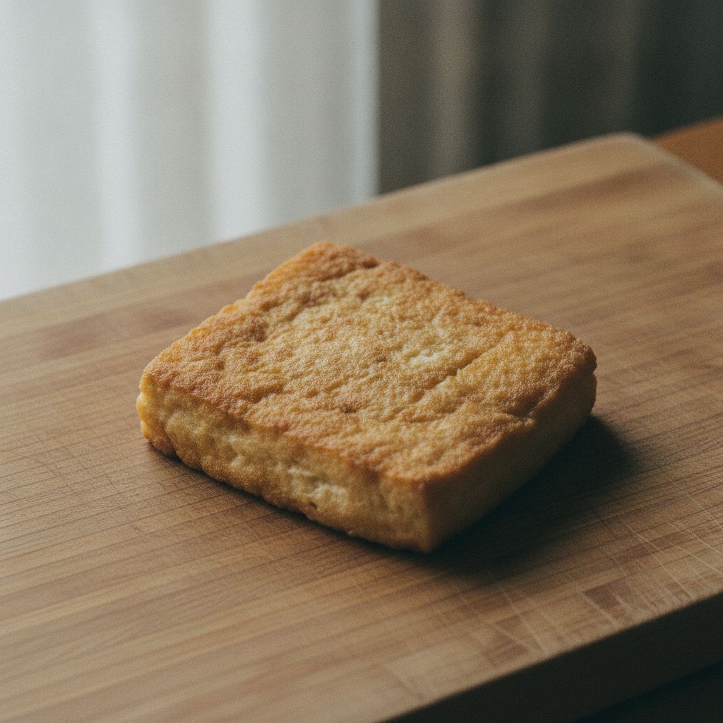 まな板に置かれた厚揚げ