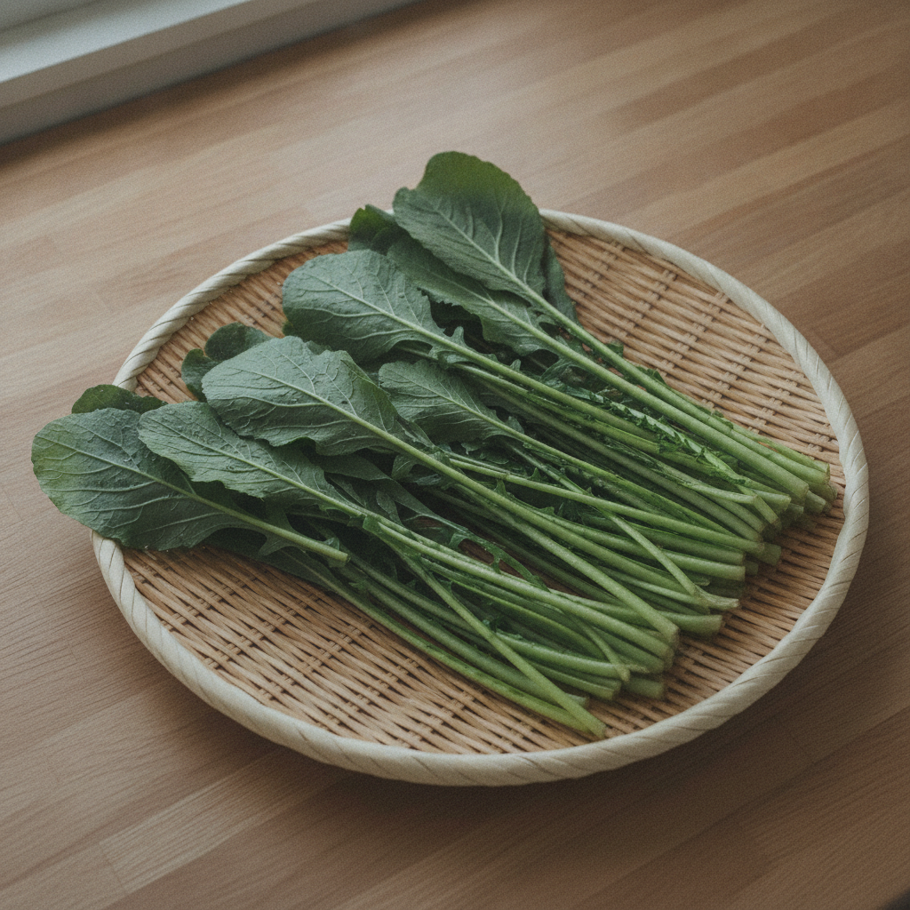 野沢菜を干して水分を抜く様子