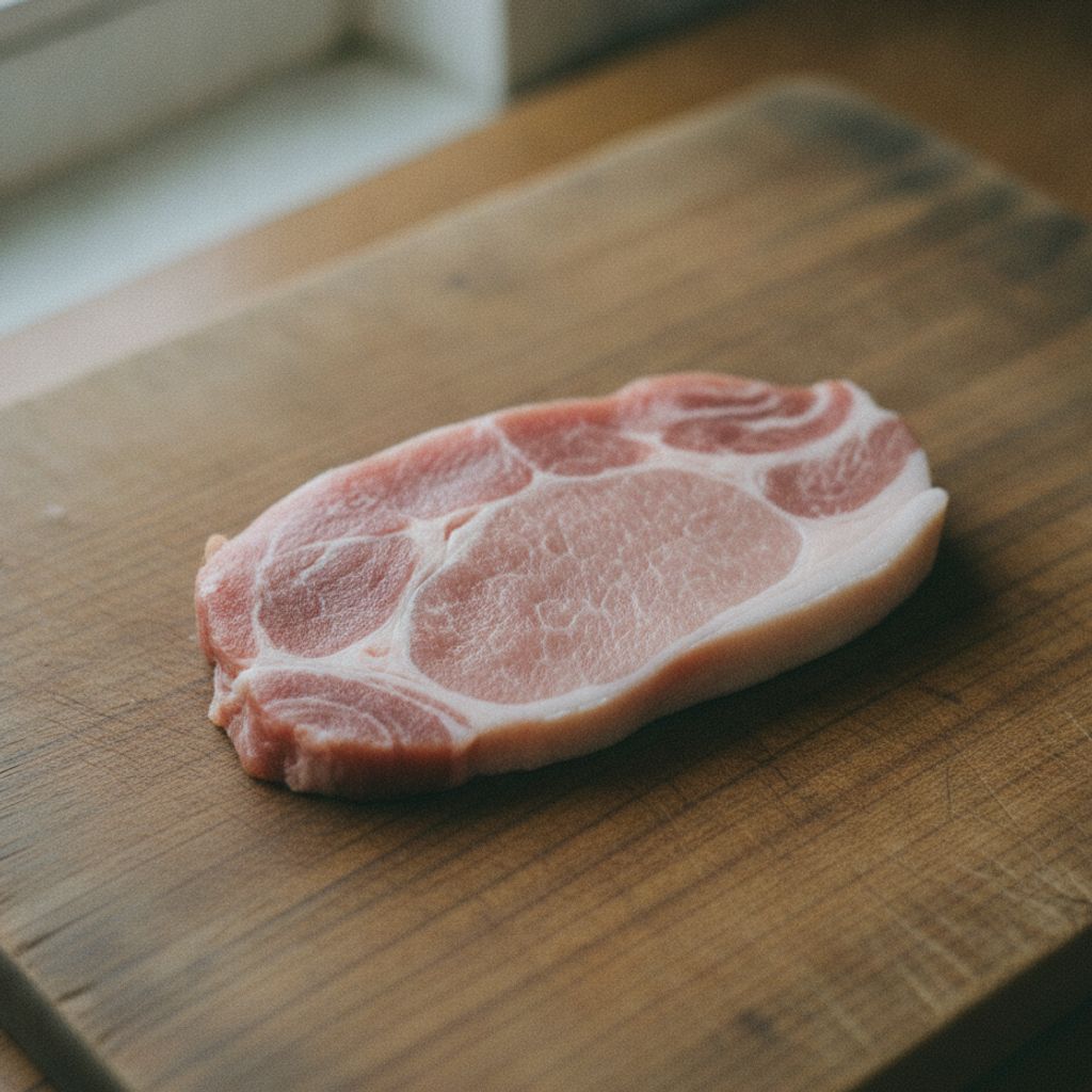 まな板の上の豚肩ロース肉
